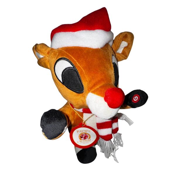 Rudolph the Red-Nosed Reindeer 50th Anniversary Plush | Light-Up Nose | 14” - Picture 7 of 10